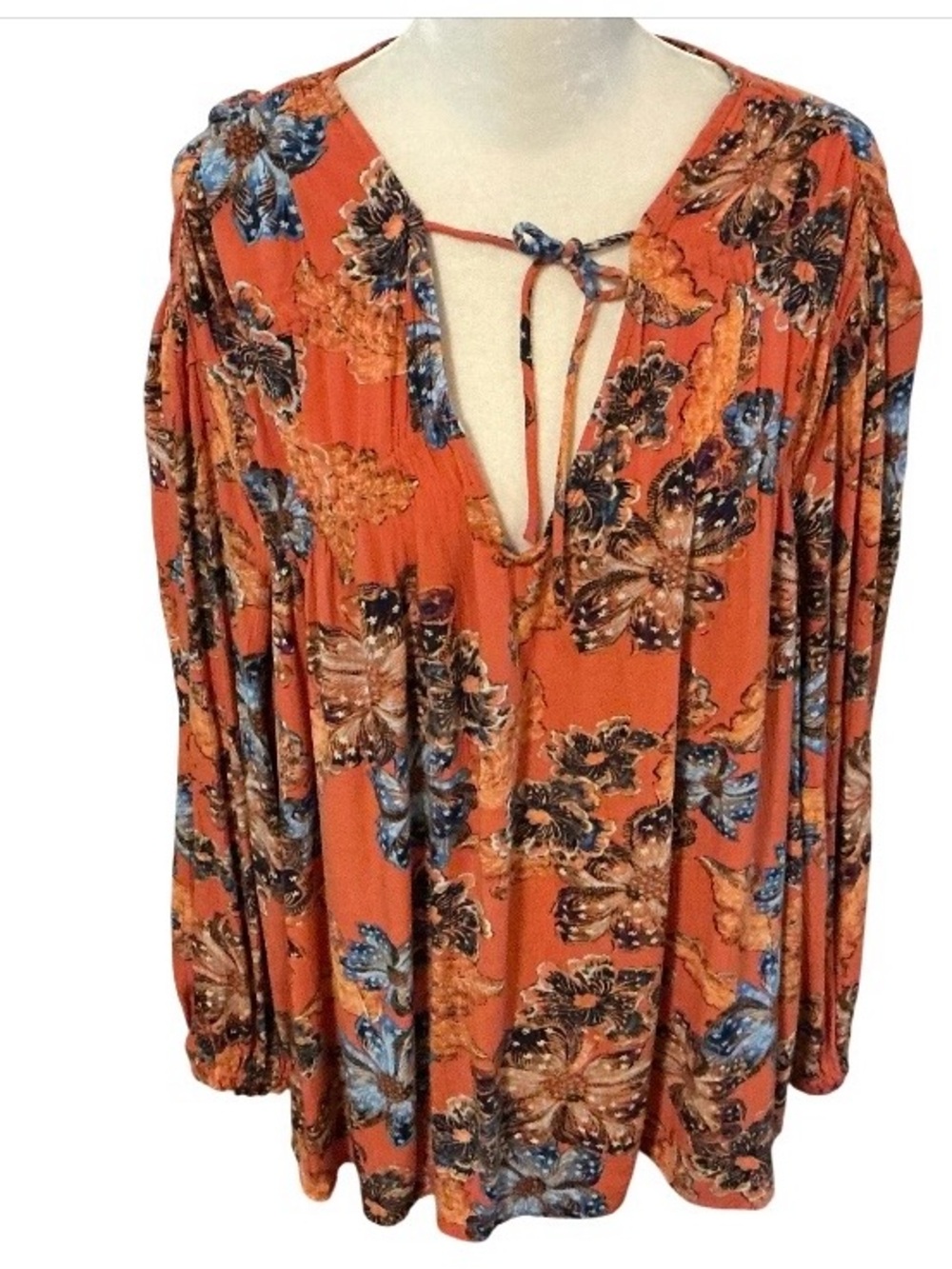 Old Navy 2X Boho Peasant Top Floral Retro 70s Hippie Festival Blouse